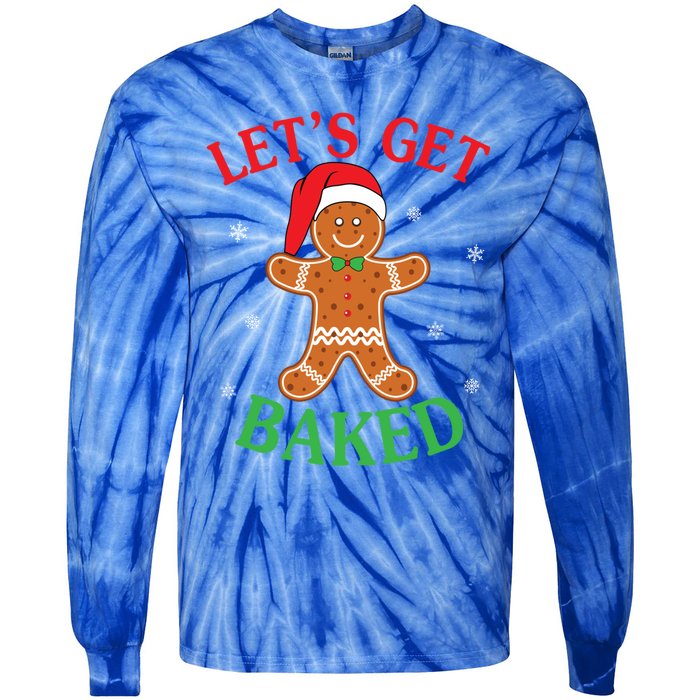 Let's Get Baked Gingerbread Christmas Cookie Baking Team Gift Tie-Dye Long Sleeve Shirt