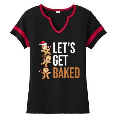 Let's Get Baked Gingerbread Cookies Ladies Halftime Notch Neck Tee