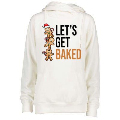 Let's Get Baked Gingerbread Cookies Womens Funnel Neck Pullover Hood