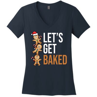 Let's Get Baked Gingerbread Cookies Women's V-Neck T-Shirt