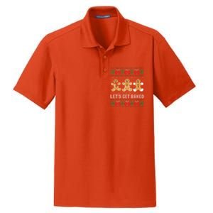 Lets Get Baked Ugly Chrismtas Christmas Bell Gift Dry Zone Grid Polo