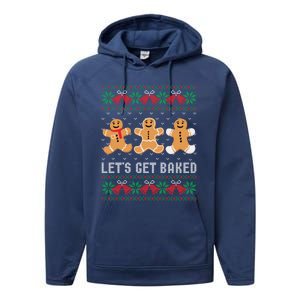 Lets Get Baked Ugly Chrismtas Christmas Bell Gift Performance Fleece Hoodie