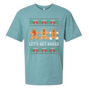 Lets Get Baked Ugly Chrismtas Christmas Bell Gift Sueded Cloud Jersey T-Shirt