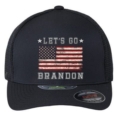 LetS Go Brandon Biden Chant Grunge Distressed American Flag Cute Gift Flexfit Unipanel Trucker Cap