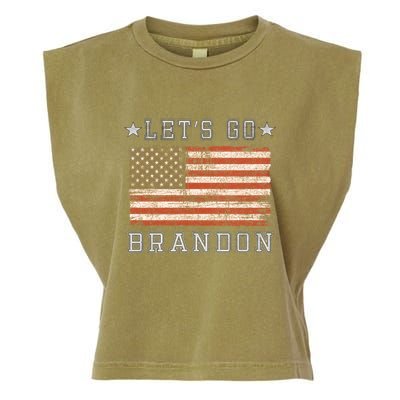 LetS Go Brandon Biden Chant Grunge Distressed American Flag Cute Gift Garment-Dyed Women's Muscle Tee