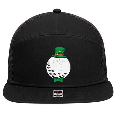 Leprechaun Golf Ball St Patricks Day Golfing Golfer Gift 7 Panel Mesh Trucker Snapback Hat