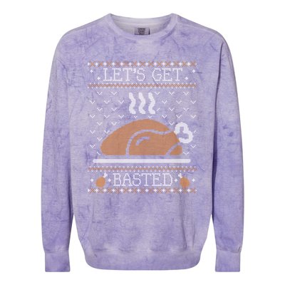 LetS Get Basted Thanksgiving Ugly Costume Happy Turkey Day Meaningful Gift Colorblast Crewneck Sweatshirt