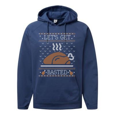 LetS Get Basted Thanksgiving Ugly Costume Happy Turkey Day Meaningful Gift Performance Fleece Hoodie