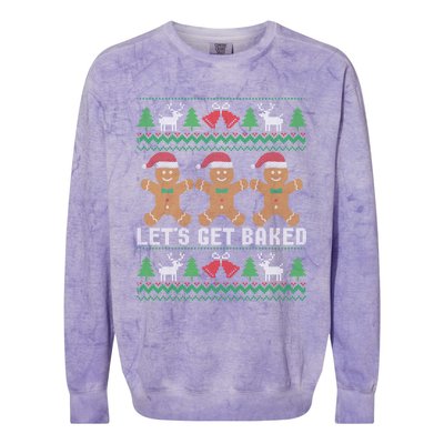 Lets Get Baked Ugly Christmas Santa Hat Gingerbread Gift Colorblast Crewneck Sweatshirt