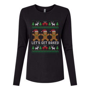 Lets Get Baked Ugly Christmas Santa Hat Gingerbread Gift Womens Cotton Relaxed Long Sleeve T-Shirt