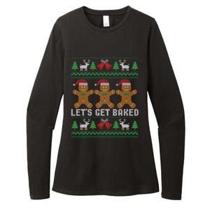 Lets Get Baked Ugly Christmas Santa Hat Gingerbread Gift Womens CVC Long Sleeve Shirt