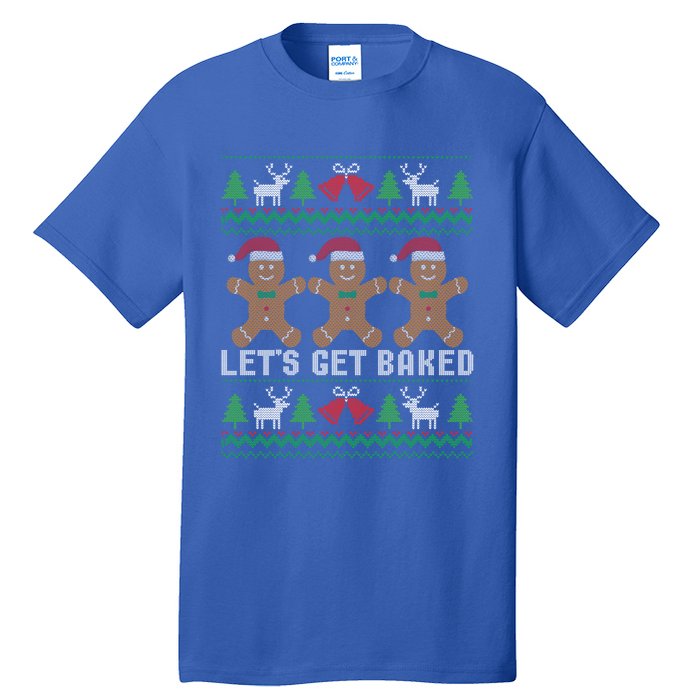 Lets Get Baked Ugly Christmas Santa Hat Gingerbread Gift Tall T-Shirt