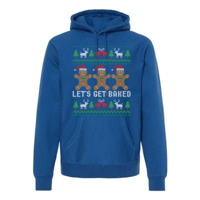 Lets Get Baked Ugly Christmas Santa Hat Gingerbread Gift Premium Hoodie