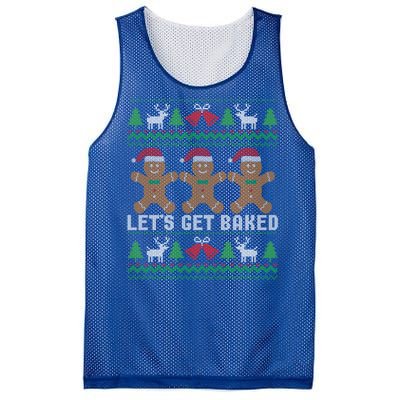 Lets Get Baked Ugly Christmas Santa Hat Gingerbread Gift Mesh Reversible Basketball Jersey Tank