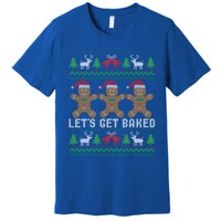 Lets Get Baked Ugly Christmas Santa Hat Gingerbread Gift Premium T-Shirt