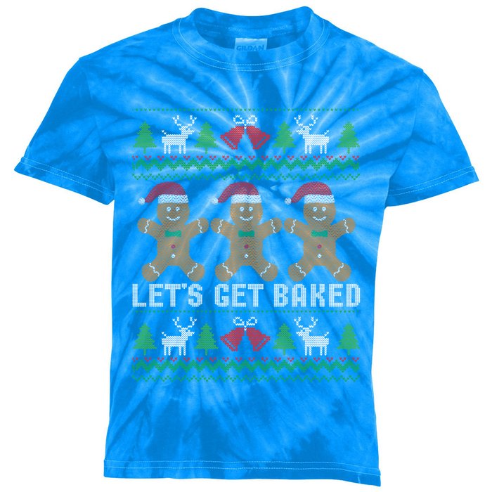 Lets Get Baked Ugly Christmas Santa Hat Gingerbread Gift Kids Tie-Dye T-Shirt