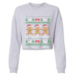 Lets Get Baked Ugly Christmas Santa Hat Gingerbread Gift Cropped Pullover Crew