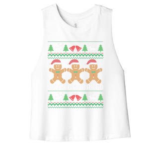 Lets Get Baked Ugly Christmas Santa Hat Gingerbread Gift Women's Racerback Cropped Tank