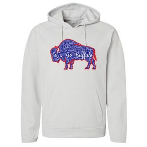 Lets Go Buffalo New York Buffalo Sports Fan Buffalo Performance Fleece Hoodie