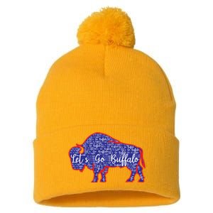 Lets Go Buffalo New York Buffalo Sports Fan Buffalo Pom Pom 12in Knit Beanie