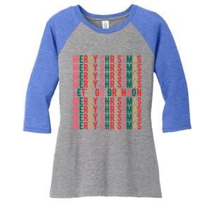 LetS Go Brandon Christmas Antibiden Conservative Holiday Gift Women's Tri-Blend 3/4-Sleeve Raglan Shirt