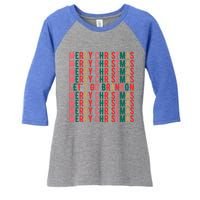 LetS Go Brandon Christmas Antibiden Conservative Holiday Gift Women's Tri-Blend 3/4-Sleeve Raglan Shirt