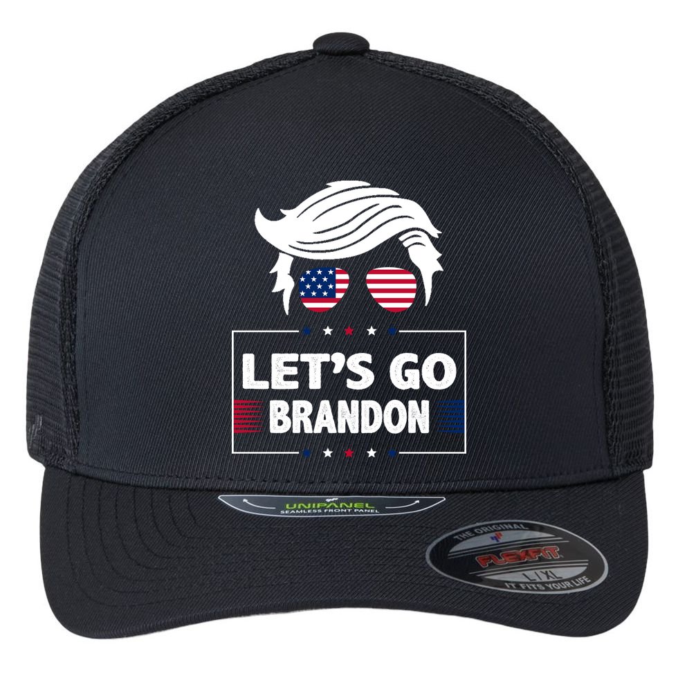 Let's Go Brandon USA Hipster Republican FJB Anti Biden Chant Flexfit Unipanel Trucker Cap