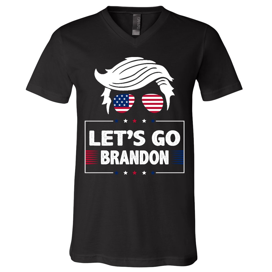 Let's Go Brandon USA Hipster Republican FJB Anti Biden Chant V-Neck T-Shirt