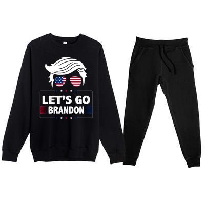 Let's Go Brandon USA Hipster Republican FJB Anti Biden Chant Premium Crewneck Sweatsuit Set