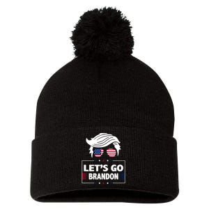 Let's Go Brandon USA Hipster Republican FJB Anti Biden Chant Pom Pom 12in Knit Beanie