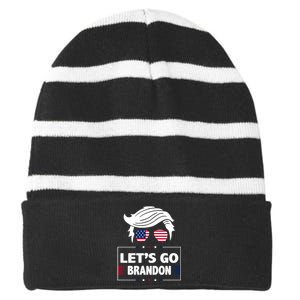 Let's Go Brandon USA Hipster Republican FJB Anti Biden Chant Striped Beanie with Solid Band