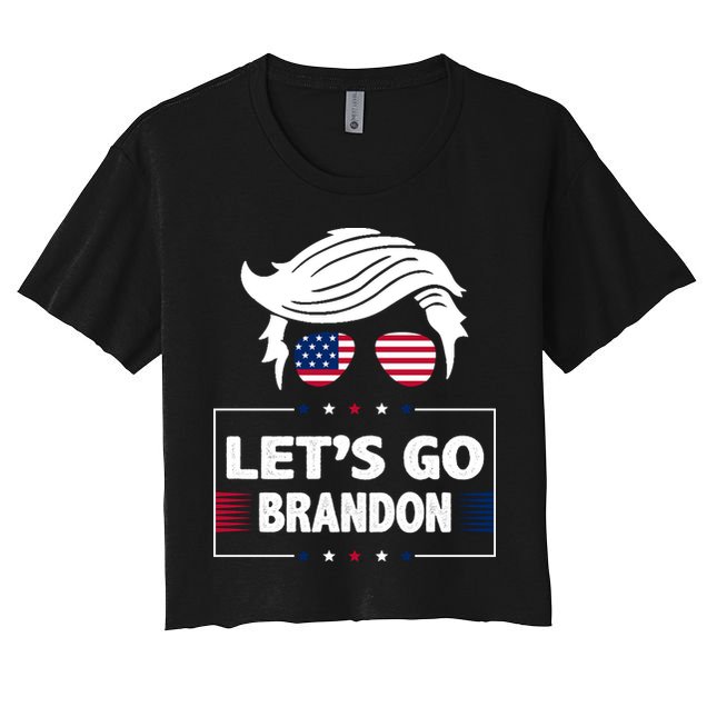 Let's Go Brandon USA Hipster Republican FJB Anti Biden Chant Crop Top