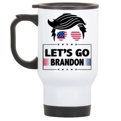 Let's Go Brandon USA Hipster Republican FJB Anti Biden Chant Stainless Steel Travel Mug