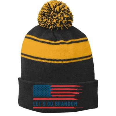 Let's Go Brandon Lets Go Brandon, Lets Go Brandon Let's Go Brandon Stripe Pom Pom Beanie