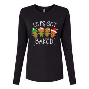 Lets Get Baked Cute Christmas Cookie Weed Funny Xmas Womens Cotton Relaxed Long Sleeve T-Shirt