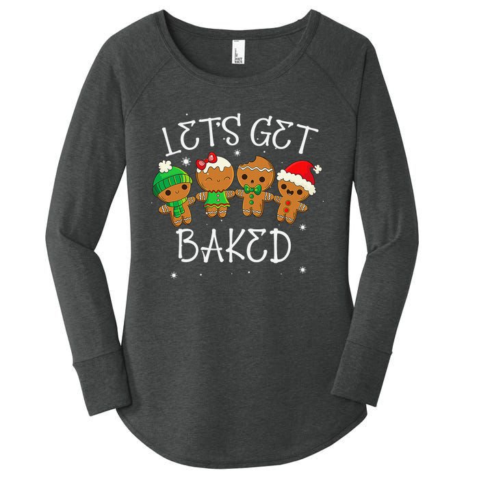 Lets Get Baked Cute Christmas Cookie Weed Funny Xmas Women's Perfect Tri Tunic Long Sleeve Shirt