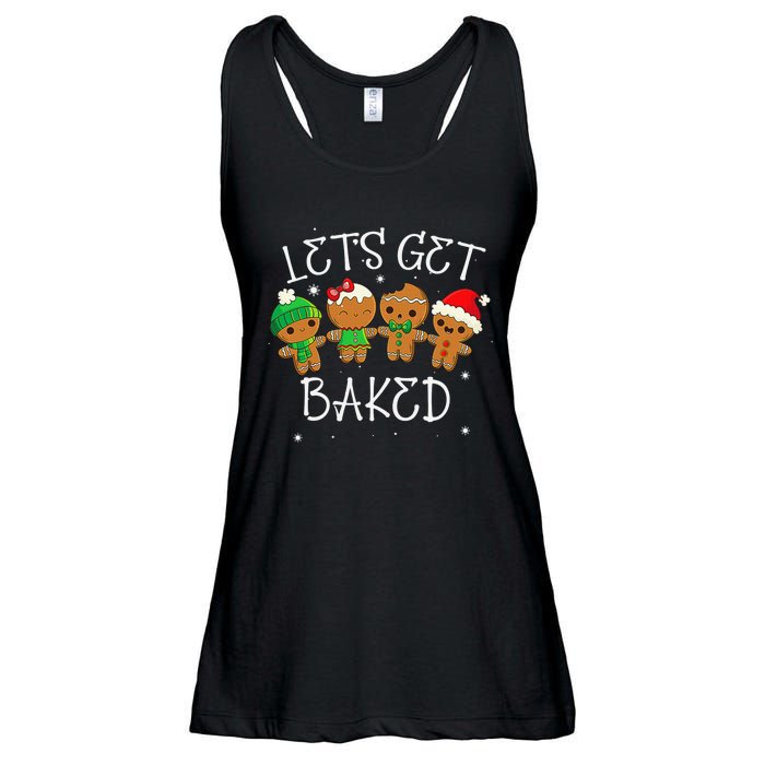 Lets Get Baked Cute Christmas Cookie Weed Funny Xmas Ladies Essential Flowy Tank