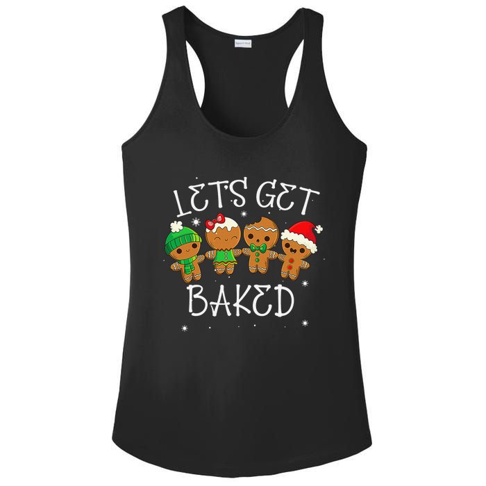 Lets Get Baked Cute Christmas Cookie Weed Funny Xmas Ladies PosiCharge Competitor Racerback Tank