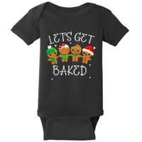 Lets Get Baked Cute Christmas Cookie Weed Funny Xmas Baby Bodysuit