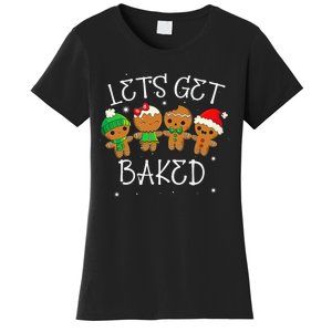 Lets Get Baked Cute Christmas Cookie Weed Funny Xmas Women's T-Shirt