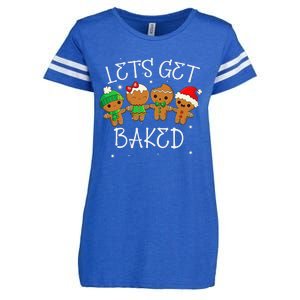 Lets Get Baked Cute Christmas Cookie Weed Funny Xmas Enza Ladies Jersey Football T-Shirt