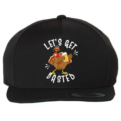 Let's Get Basted Funny Beer Thanksgiving Turkey Tee Wool Snapback Cap