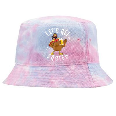 Let's Get Basted Funny Beer Thanksgiving Turkey Tee Tie-Dyed Bucket Hat