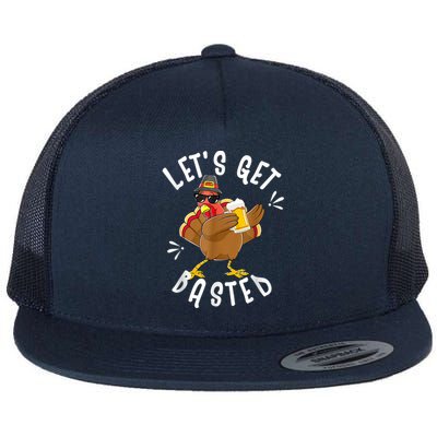 Let's Get Basted Funny Beer Thanksgiving Turkey Tee Flat Bill Trucker Hat