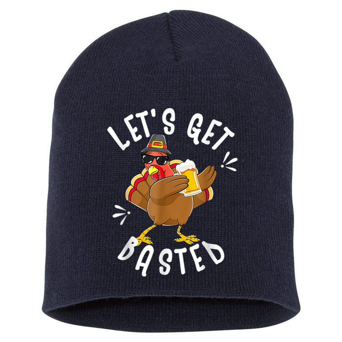 Let's Get Basted Funny Beer Thanksgiving Turkey Tee Short Acrylic Beanie