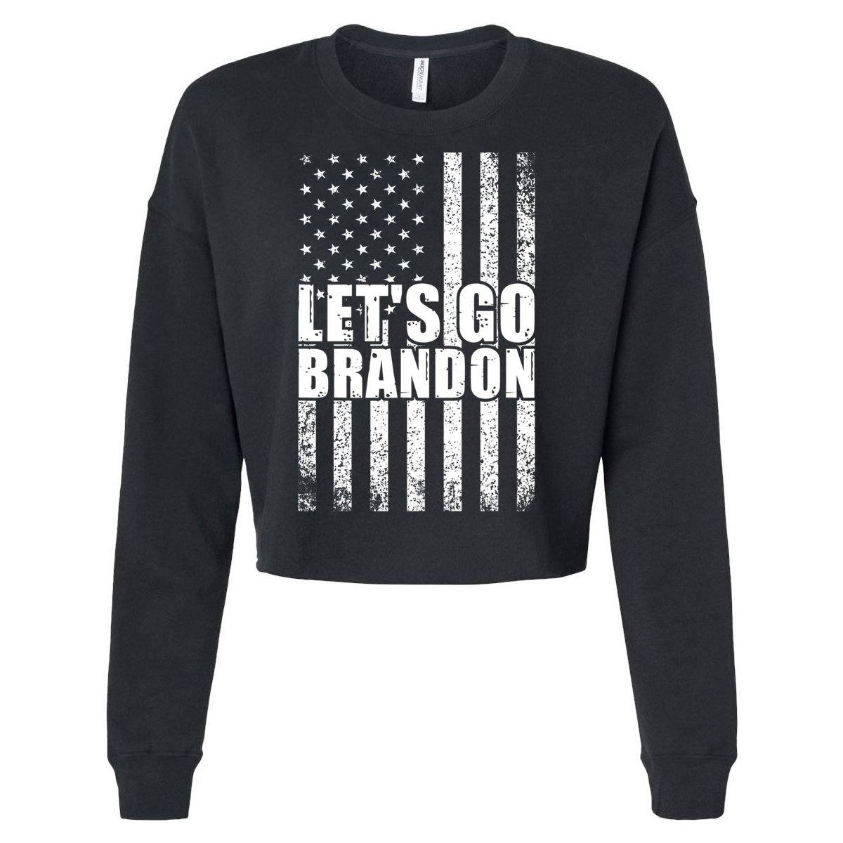 LetS Go Brandon Conservative Anti Liberal Us Flag Gift Cropped Pullover Crew