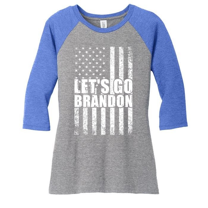 LetS Go Brandon Conservative Anti Liberal Us Flag Gift Women's Tri-Blend 3/4-Sleeve Raglan Shirt