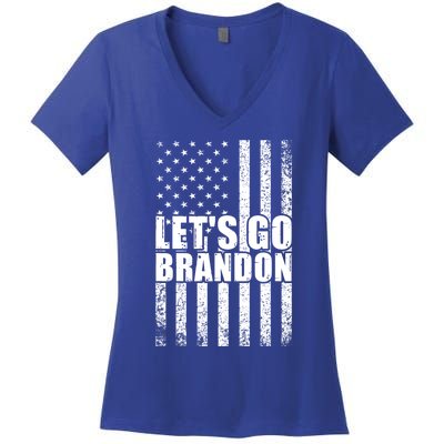 LetS Go Brandon Conservative Anti Liberal Us Flag Gift Women's V-Neck T-Shirt