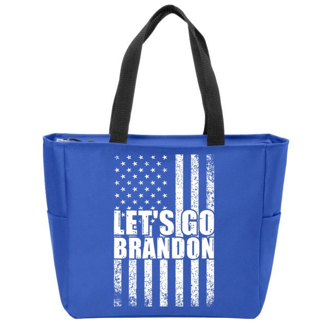 LetS Go Brandon Conservative Anti Liberal Us Flag Gift Zip Tote Bag