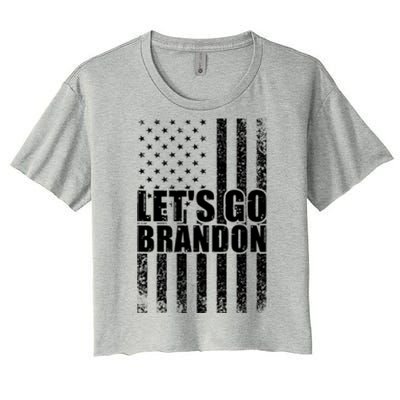 LetS Go Brandon Conservative Anti Liberal Us Flag Gift Women's Crop Top Tee